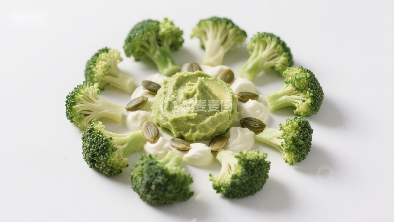 高清大图下载【趣麦麦图】西兰花与牛油果酱摆盘