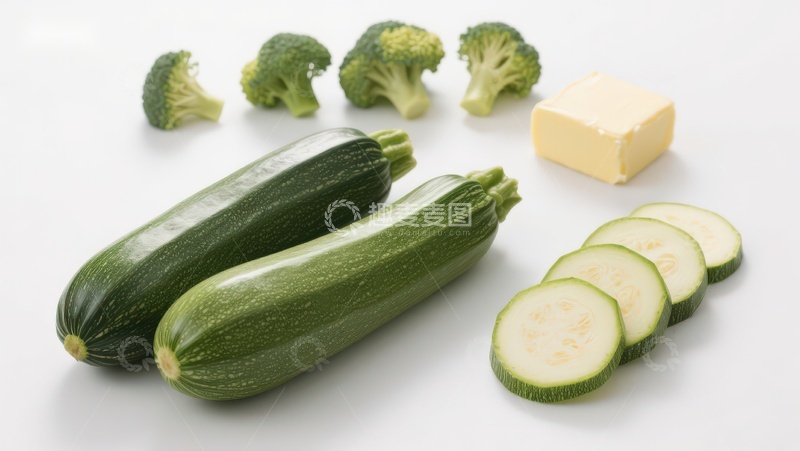 高清大图下载【趣麦麦图】西葫芦与西兰花食材展示