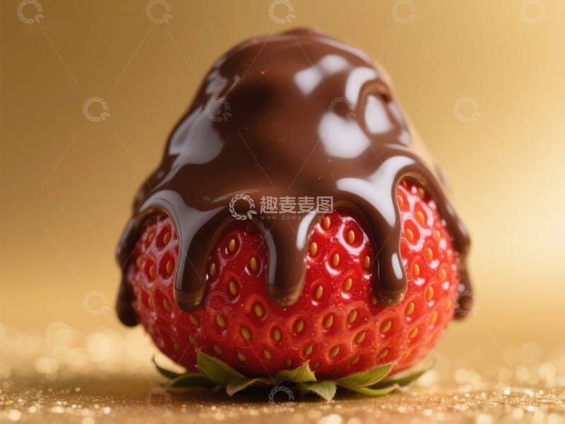 高清大图下载【趣麦麦图】巧克力淋面的草莓特写