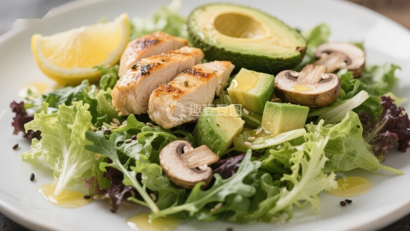 高清大图下载【趣麦麦图】鸡肉牛油果沙拉特写