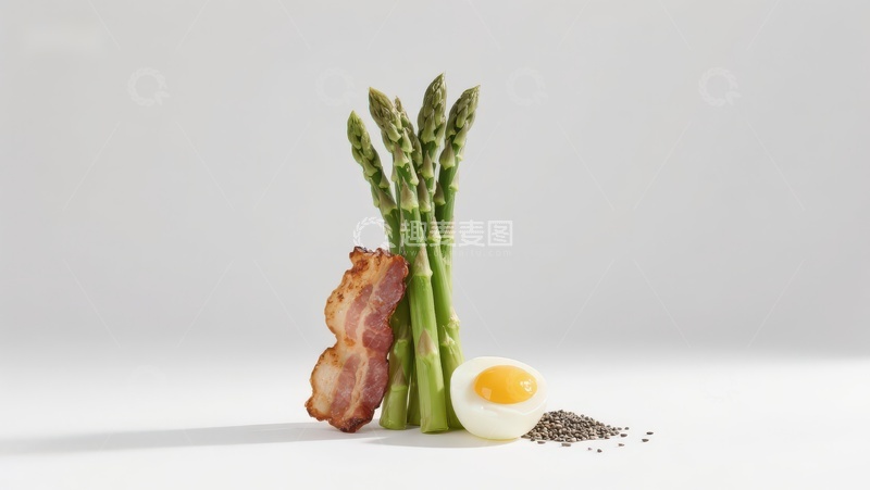 高清大图下载【趣麦麦图】芦笋培根煎蛋摆盘