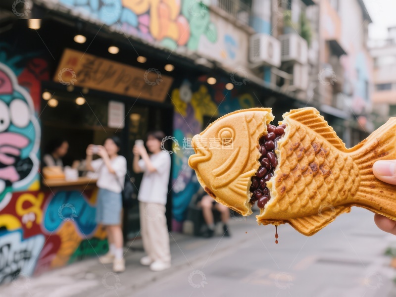 高清大图下载【趣麦麦图】鱼形糕点，街头美食的创意呈现