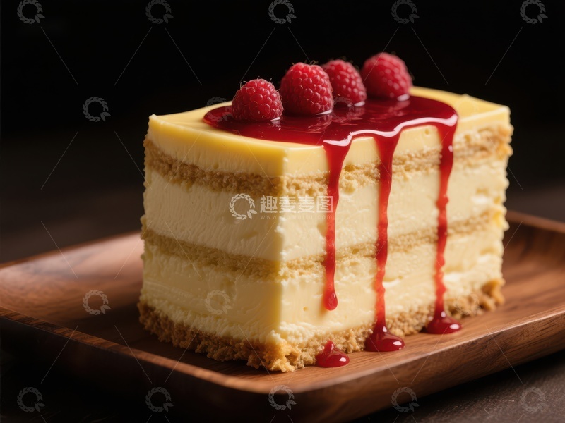 高清大图下载【趣麦麦图】芝士蛋糕配覆盆子酱