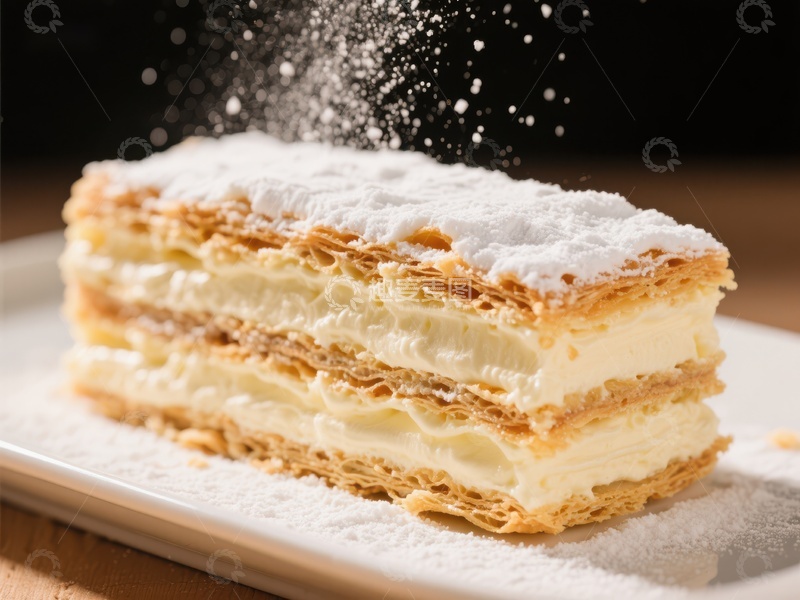 高清大图下载【趣麦麦图】奶油千层酥，撒上糖粉