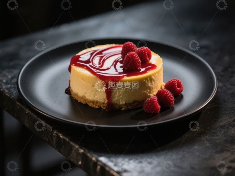 高清大图下载【趣麦麦图】覆盆子酱芝士蛋糕