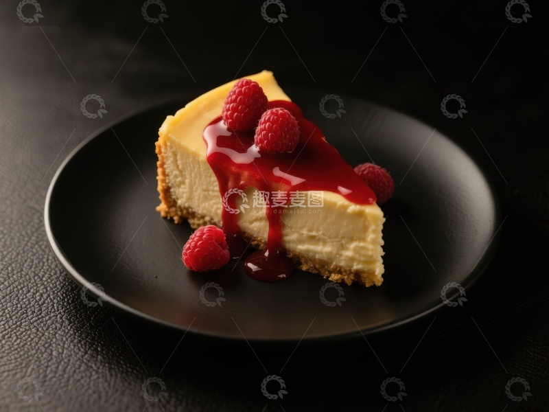 高清大图下载【趣麦麦图】覆盆子酱淋芝士蛋糕