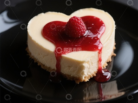 心形芝士蛋糕配覆盆子酱