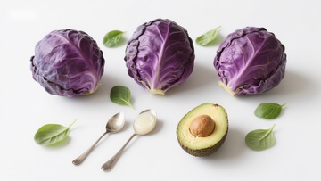 紫甘蓝与牛油果静物摆拍