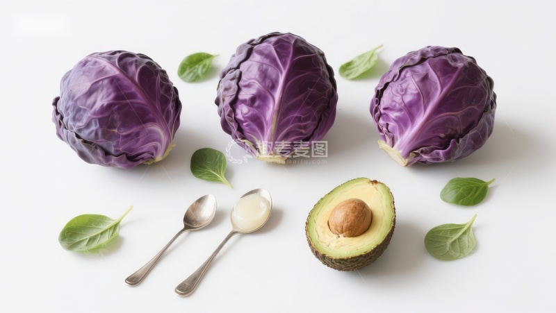 高清大图下载【趣麦麦图】紫甘蓝与牛油果静物摆拍