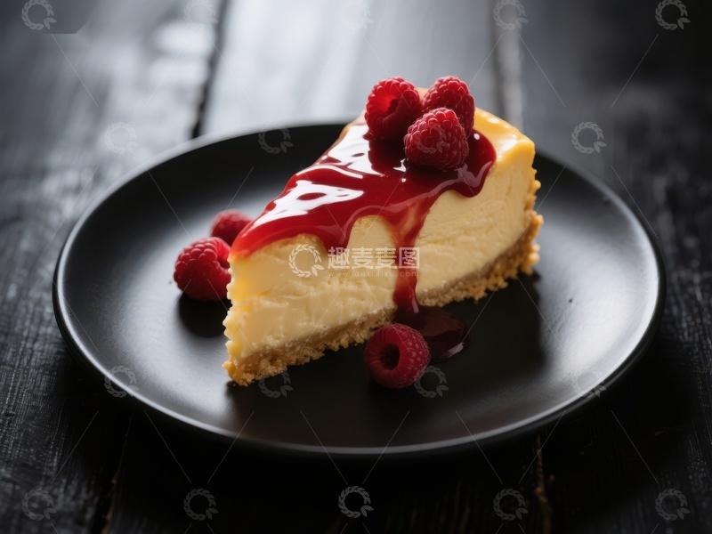 高清大图下载【趣麦麦图】覆盆子酱芝士蛋糕切片