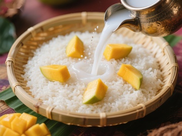芒果糯米饭浇椰奶