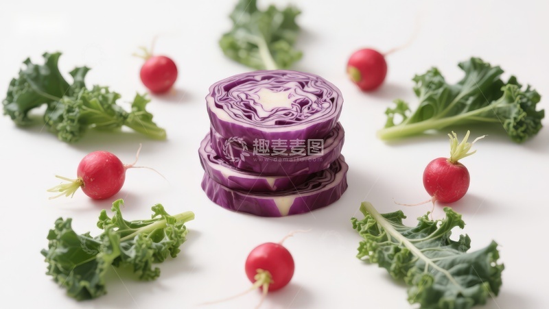 高清大图下载【趣麦麦图】紫甘蓝与红萝卜的蔬菜组合
