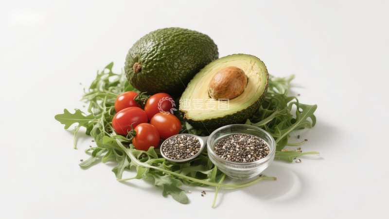 高清大图下载【趣麦麦图】新鲜蔬菜与坚果食材组合