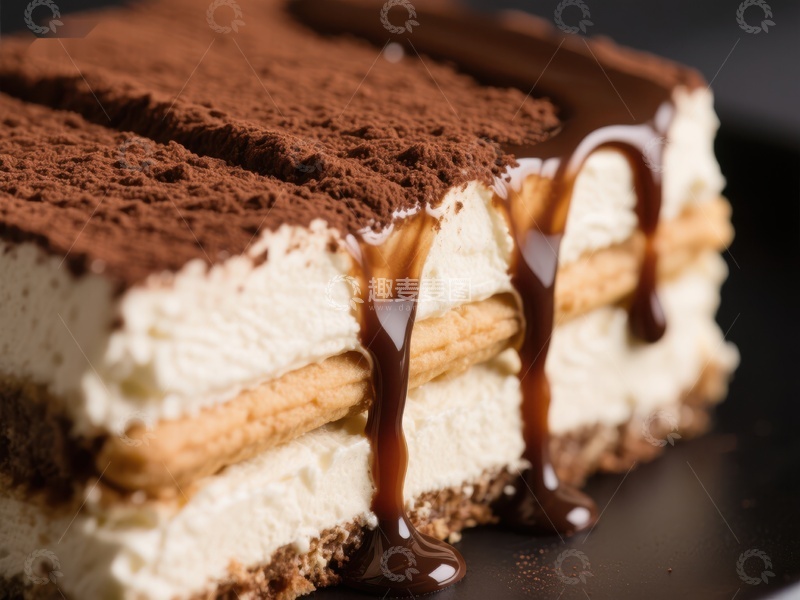 高清大图下载【趣麦麦图】巧克力淋面提拉米苏蛋糕