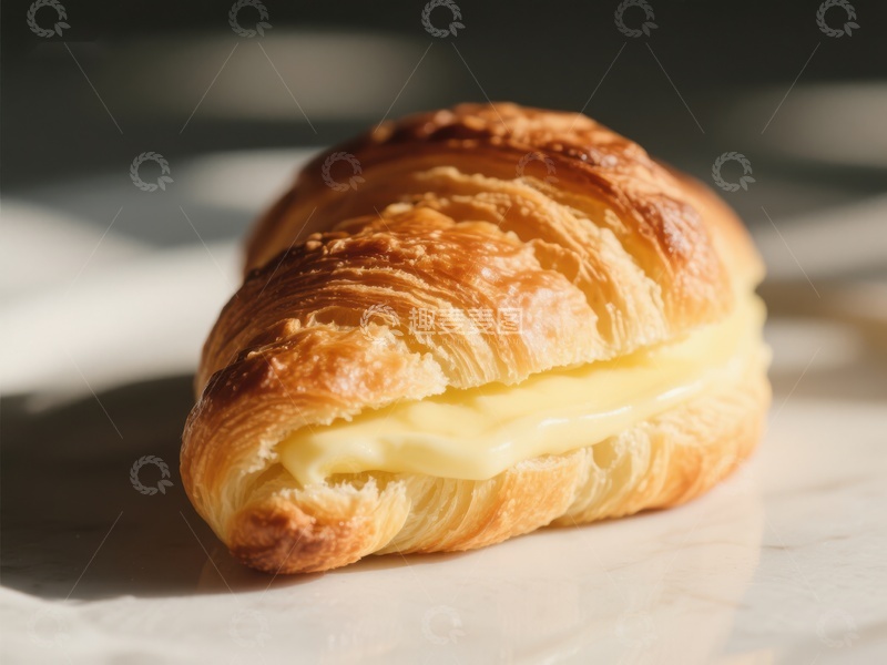 高清大图下载【趣麦麦图】奶油夹心羊角面包