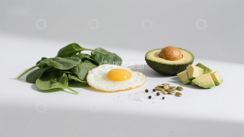 高清大图下载【趣麦麦图】煎蛋与牛油果蔬菜组合