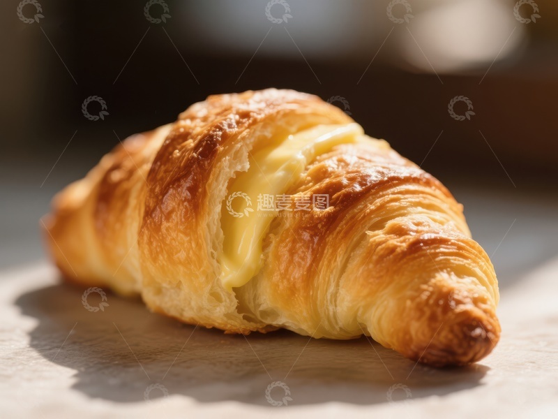 高清大图下载【趣麦麦图】金黄酥脆的奶酪羊角面包