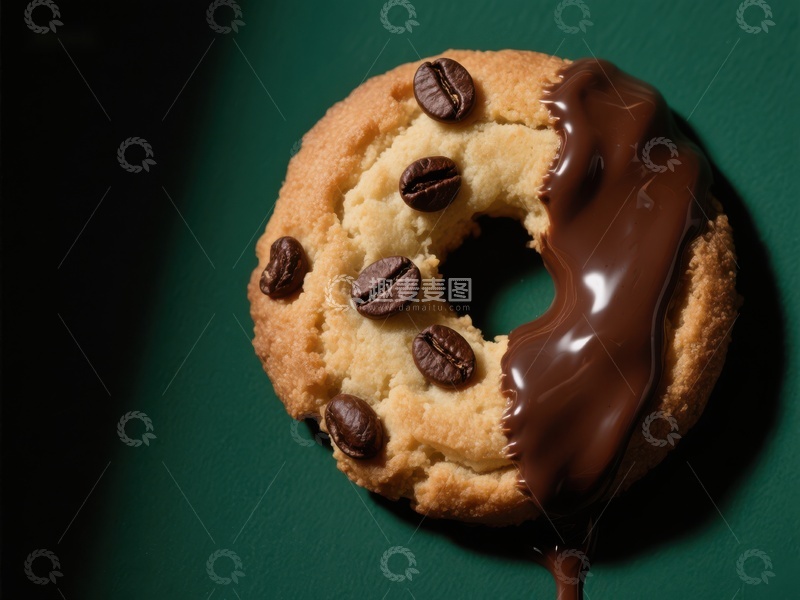高清大图下载【趣麦麦图】巧克力淋面咖啡豆饼干