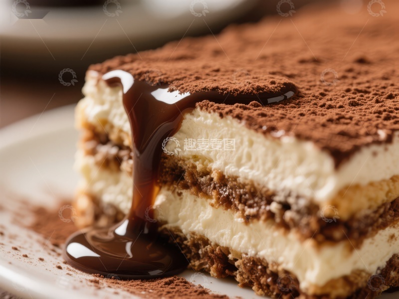 高清大图下载【趣麦麦图】浓郁巧克力淋面提拉米苏