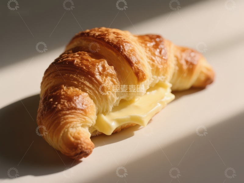 高清大图下载【趣麦麦图】阳光下的奶油羊角面包