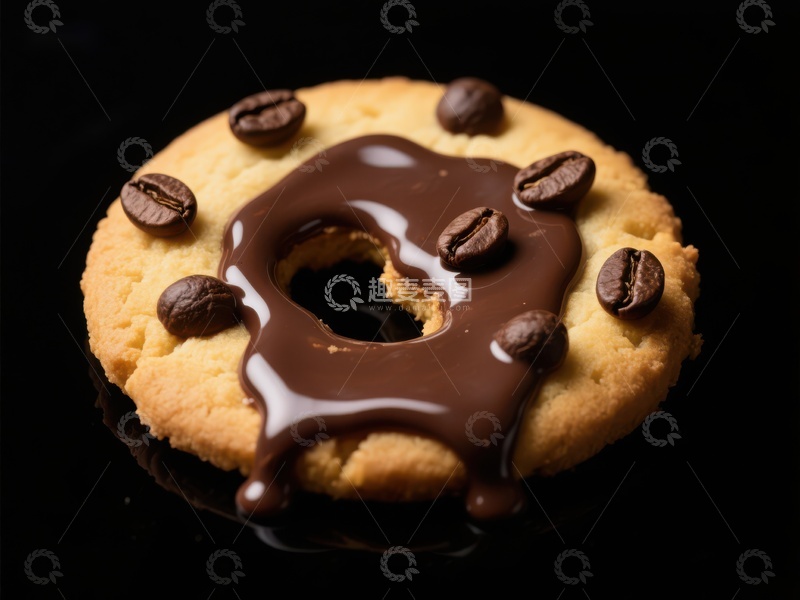 高清大图下载【趣麦麦图】巧克力淋面咖啡豆饼干