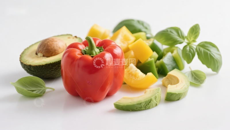 高清大图下载【趣麦麦图】新鲜蔬菜与牛油果摆拍