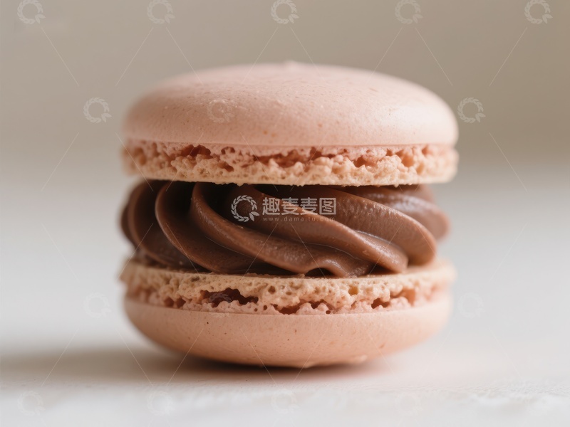 高清大图下载【趣麦麦图】巧克力夹心马卡龙特写