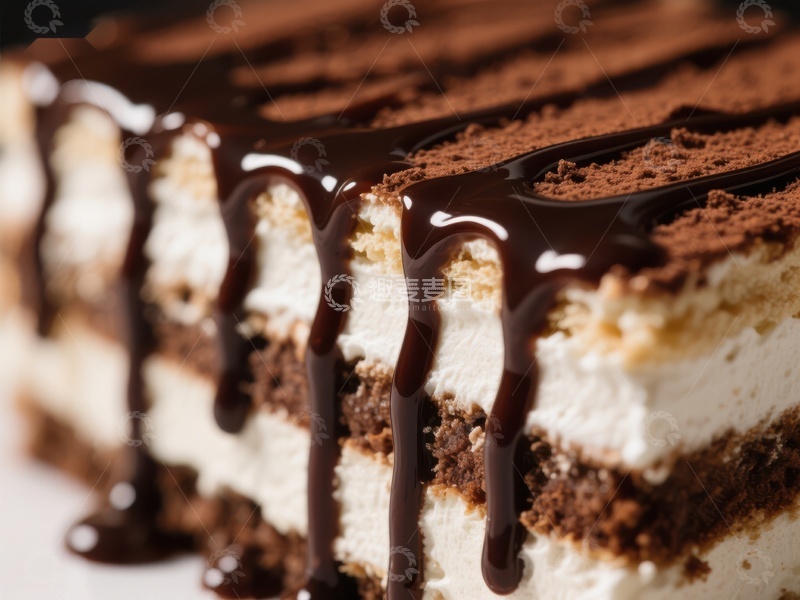 高清大图下载【趣麦麦图】巧克力淋面的提拉米苏蛋糕