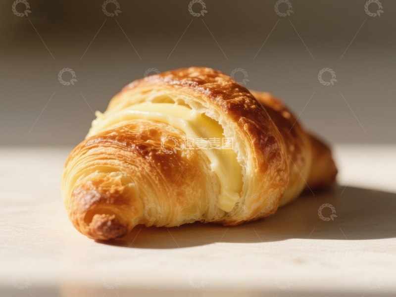 高清大图下载【趣麦麦图】金黄酥脆的奶油角面包
