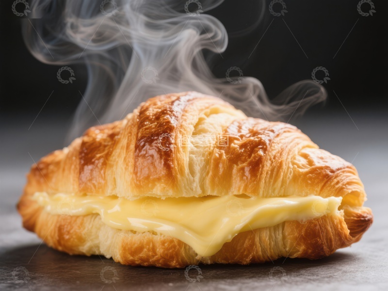 高清大图下载【趣麦麦图】热腾腾的奶酪可颂面包