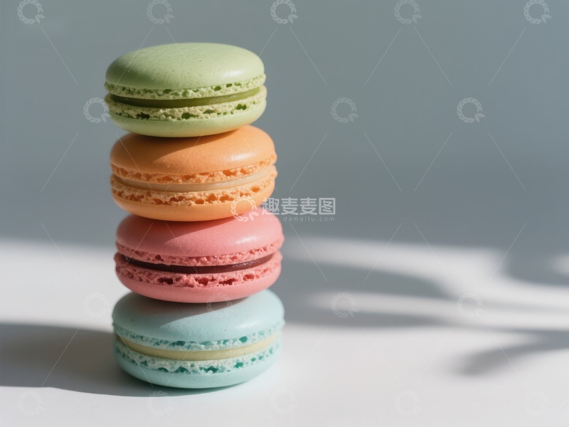 高清大图下载【趣麦麦图】色彩斑斓的马卡龙叠放