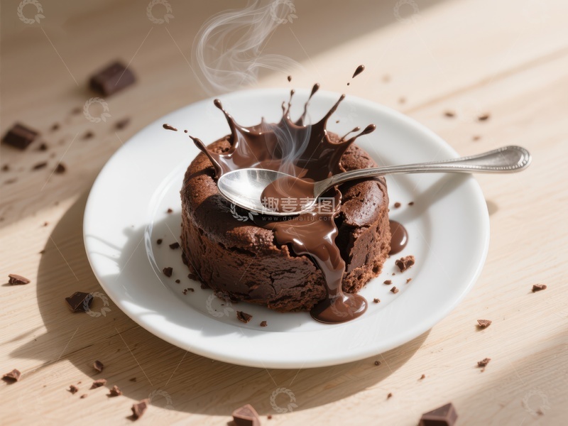 高清大图下载【趣麦麦图】热巧克力蛋糕融化瞬间
