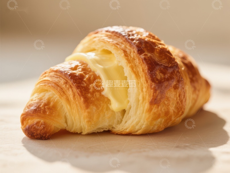 高清大图下载【趣麦麦图】金黄酥脆的奶油羊角面包