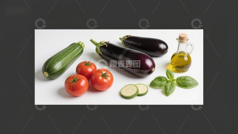 高清大图下载【趣麦麦图】新鲜蔬菜与橄榄油摆拍