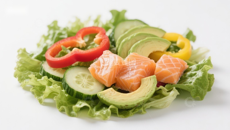 高清大图下载【趣麦麦图】三文鱼蔬菜沙拉