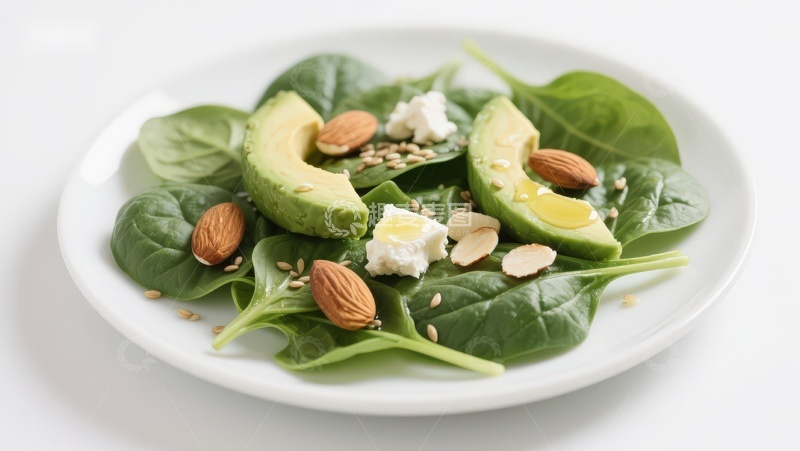 高清大图下载【趣麦麦图】牛油果菠菜沙拉配坚果