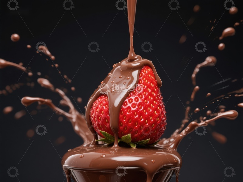 高清大图下载【趣麦麦图】巧克力淋滴草莓瞬间