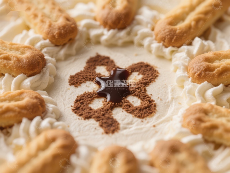 高清大图下载【趣麦麦图】奶油甜点配手指饼干和巧克力酱