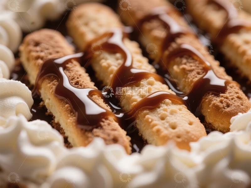 高清大图下载【趣麦麦图】提拉米苏上的手指饼干与奶油