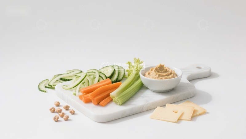 高清大图下载【趣麦麦图】蔬菜切片配鹰嘴豆泥