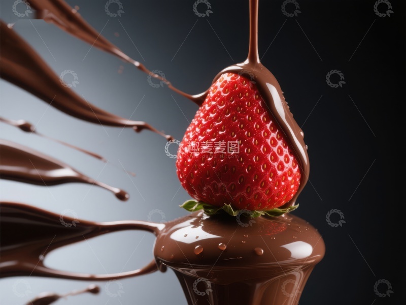 高清大图下载【趣麦麦图】巧克力淋面的草莓特写