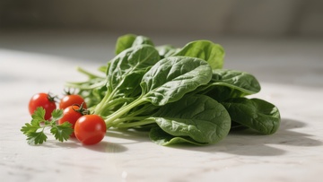 新鲜菠菜与樱桃番茄