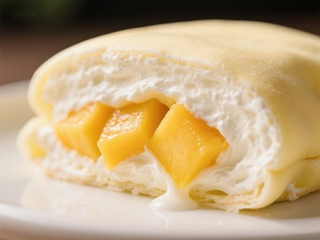 芒果奶油卷饼特写