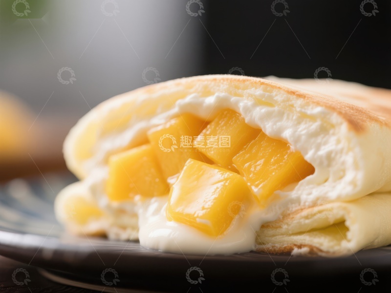 高清大图下载【趣麦麦图】芒果奶油煎饼卷
