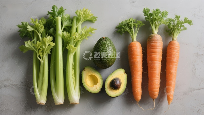 高清大图下载【趣麦麦图】新鲜蔬菜与牛油果摆拍