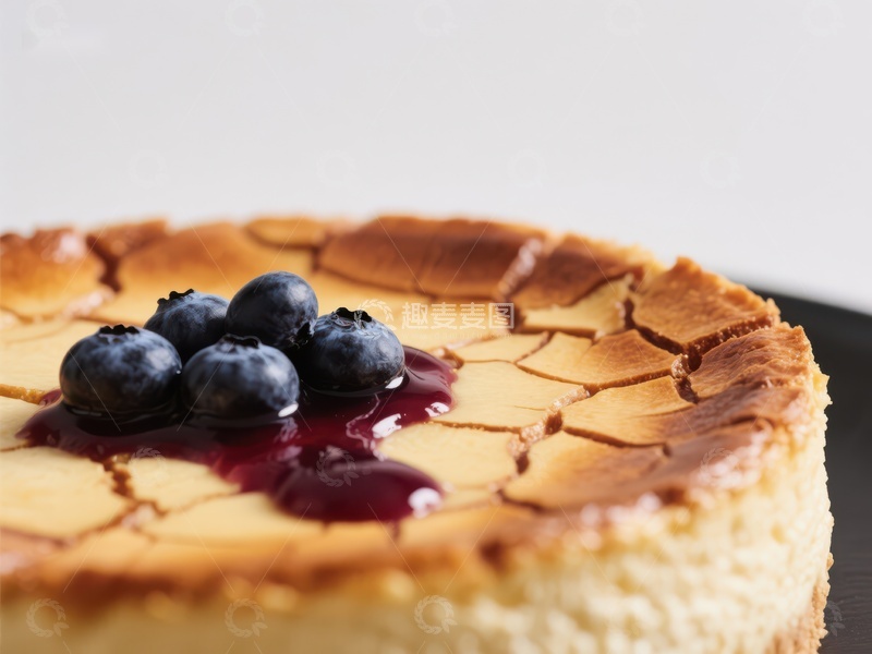 高清大图下载【趣麦麦图】蓝莓点缀的裂纹芝士蛋糕