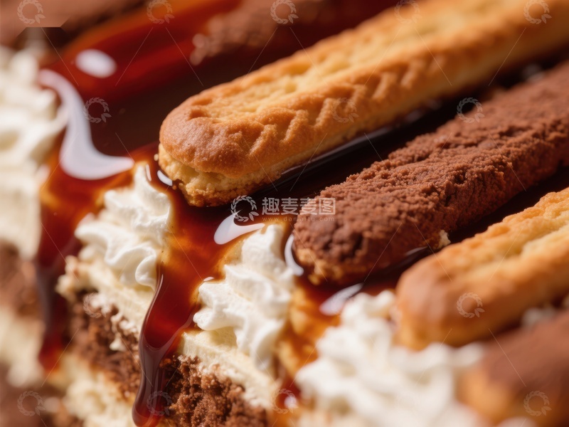 高清大图下载【趣麦麦图】提拉米苏与手指饼干的甜蜜组合