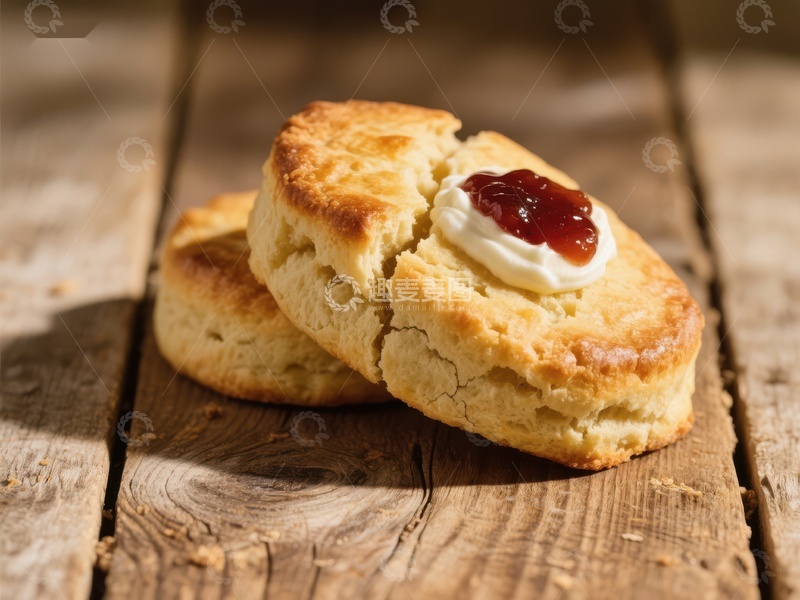 高清大图下载【趣麦麦图】奶油果酱涂抹的松饼