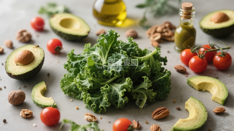 高清大图下载【趣麦麦图】新鲜蔬菜与坚果摆盘
