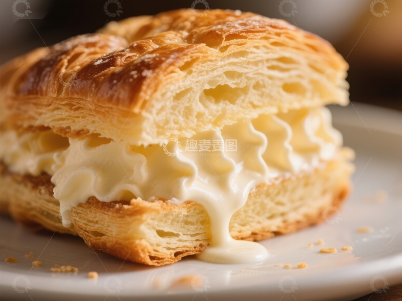高清大图下载【趣麦麦图】奶油夹心酥皮面包